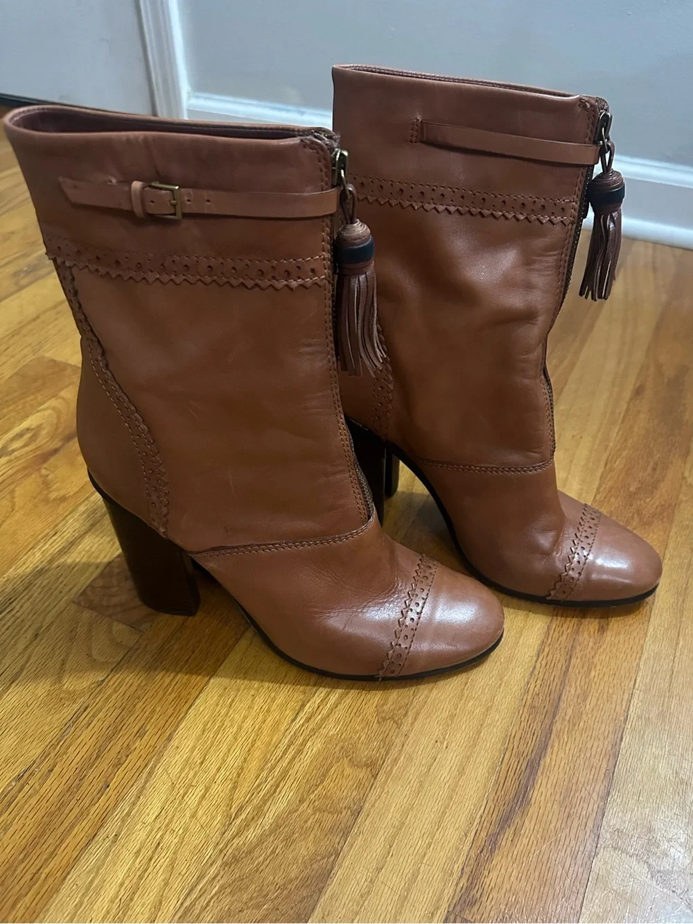 Tory Burch Huxley Tassel Ankle Boots High Heel 10.5M
